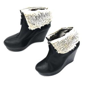 Matt Bernson Leather & Shearling Wedge Ank…